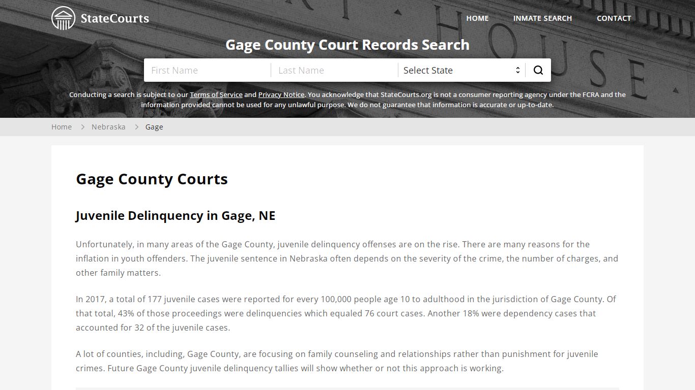 Gage County, NE Courts - Records & Cases - StateCourts