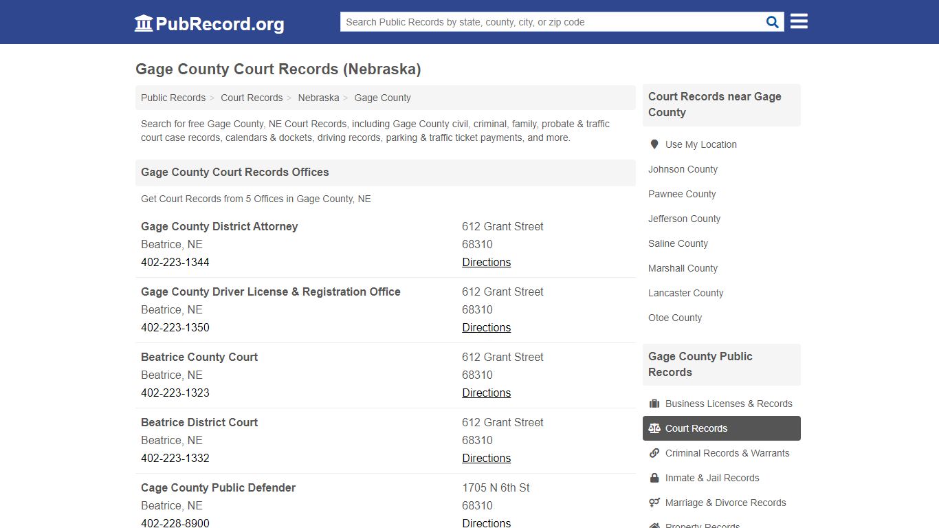 Free Gage County Court Records (Nebraska Court Records) - PubRecord.org